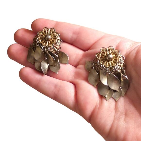Vintage Boho Leaf Tassel Dreamcatcher Earrings - Picture 7 of 9